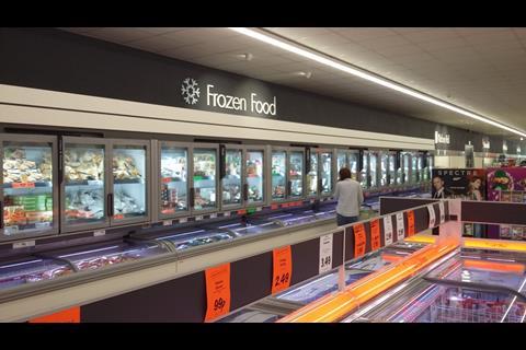 Perimeter graphics, such as this 'Frozen food' example, are displayed throughout
